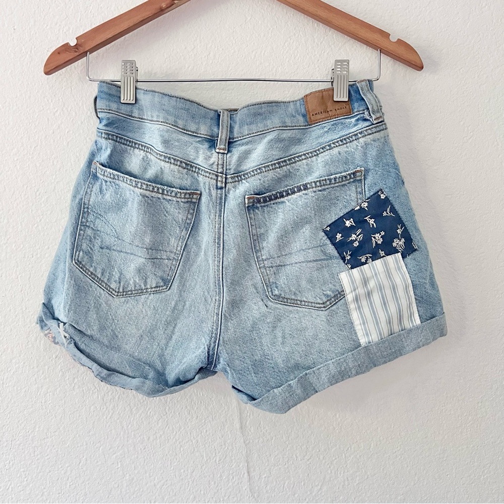 American Eagle Patchwork Rolled Hem Mom Jean Shor… - image 5